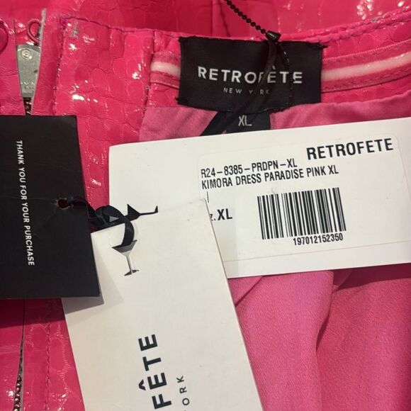 NWT Retrofete Kimora Crocodile Embossed Leather Mini Dress XL Revolve Pink - Picture 13 of 15